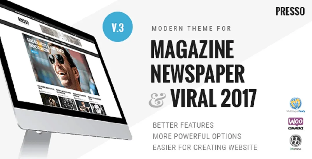 Tema Website Presso v3.2.2 Modern Magazine WordPress Kode (PSWP023)