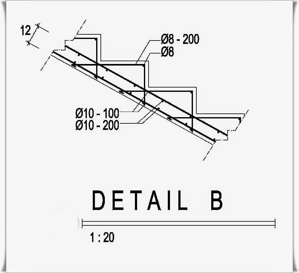 Referensi Denah Tangga  dan Detail Penulangan Tangga  