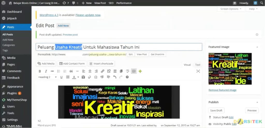 fokus keyword pada judul