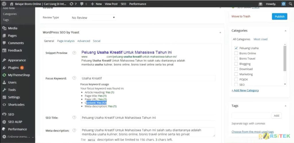 jumlah keyword dalam konten
