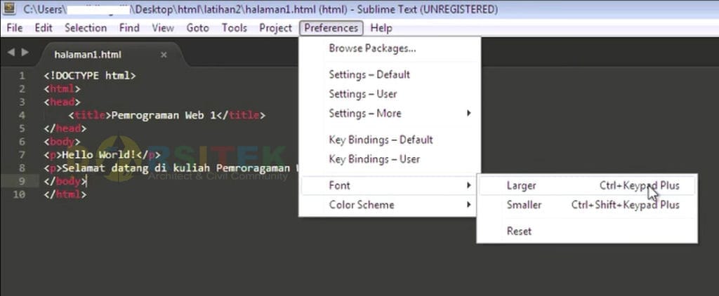 memperbesar atau memperkecil huruf pada sublime text