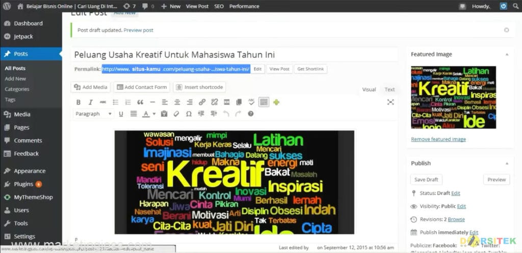 mengedit permalink konten postingan
