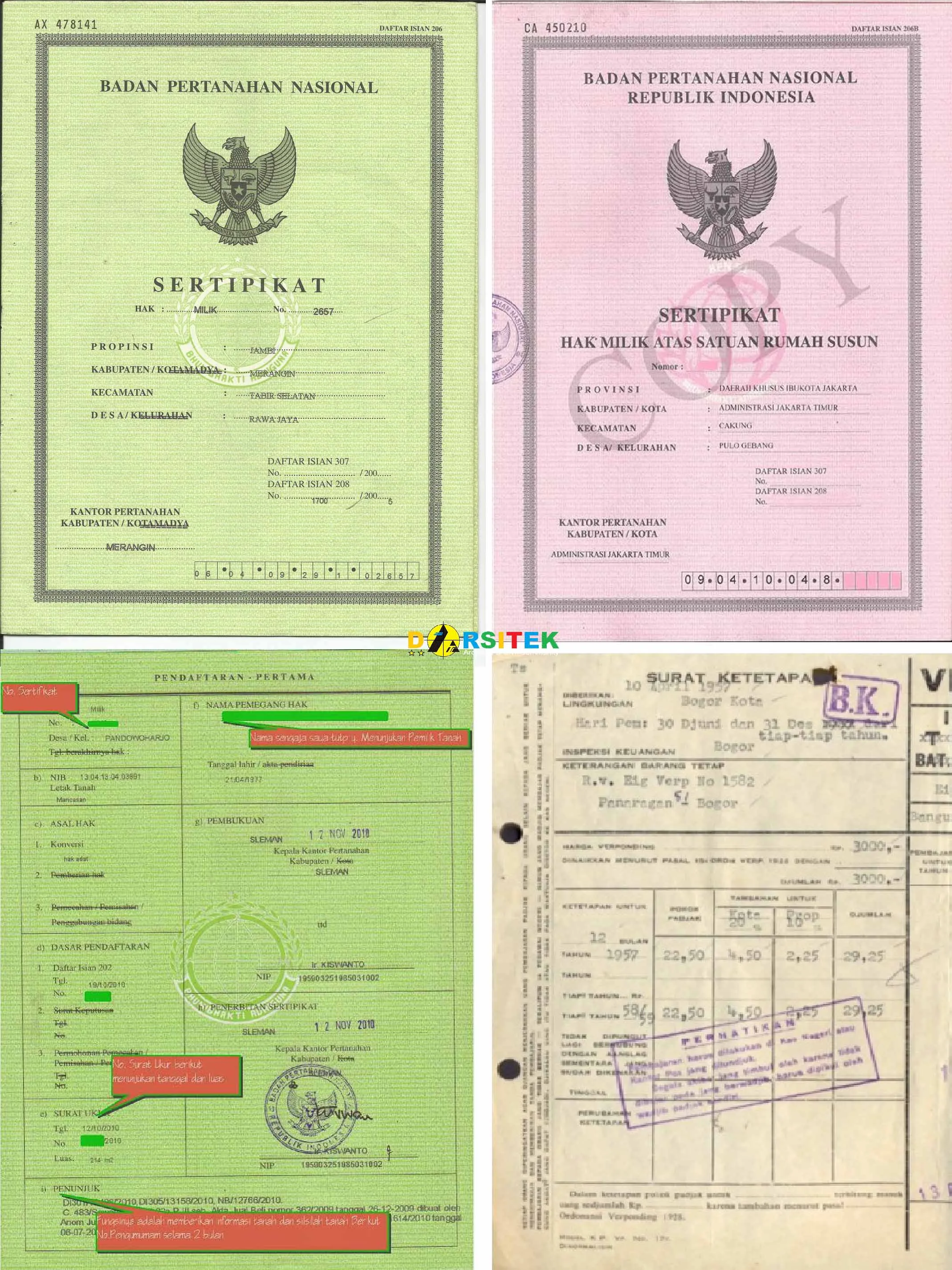 contoh jenis sertifikat rumah