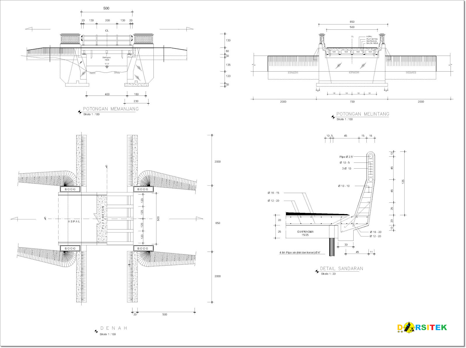 Contoh Desain Gambar Jembatan Dengan Bentang 5 Meter Asdar Id