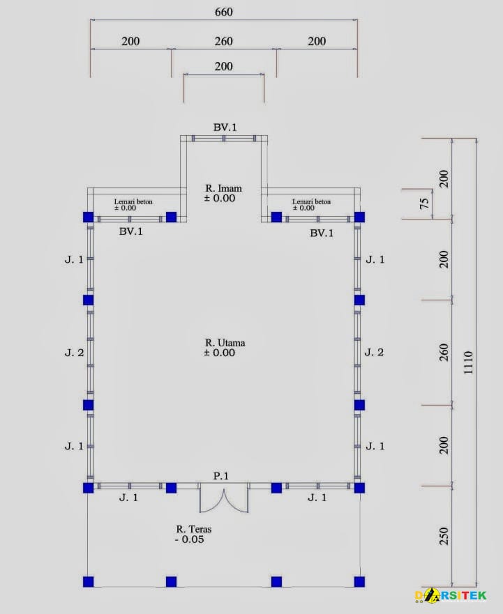 Referensi Gambar Masjid Sederhana  Ukuran 6 6m x 6 6m 