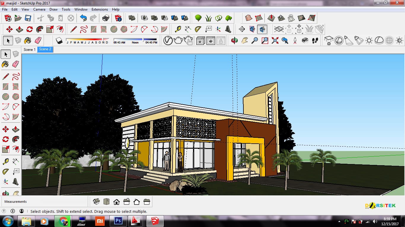 Referensi Gambar Masjid Minimalis 15x15m Format  AutoCAD 