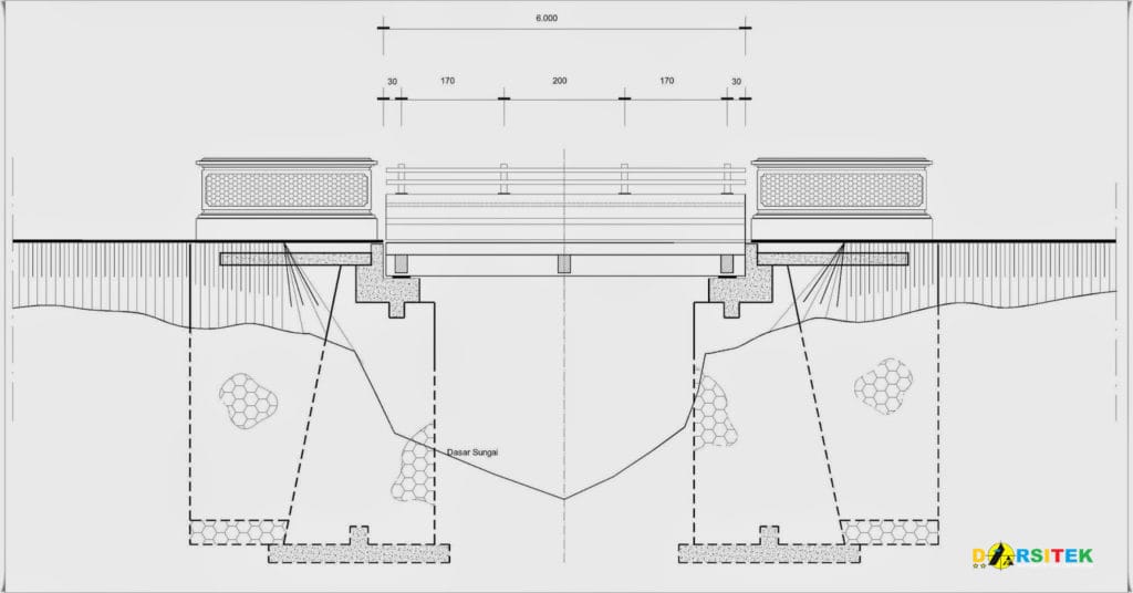 potongan memanjang bentang 6 meter
