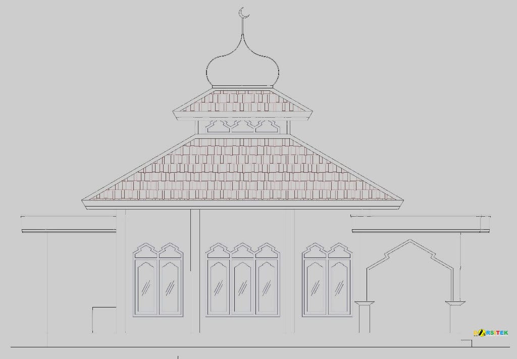 tampak samping kiri masjid sederhana