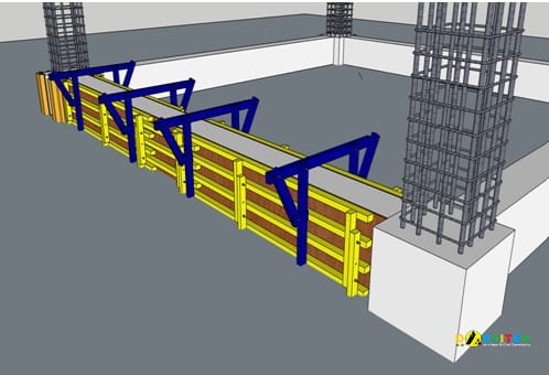 bekisting knock down pada pekerjaan tie beam