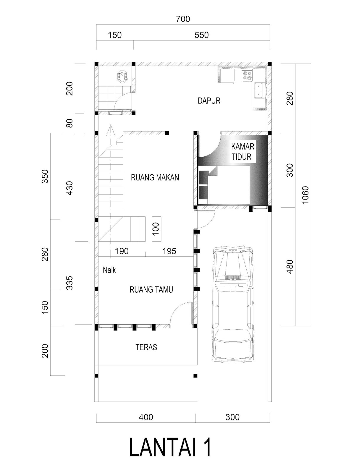 Contoh Gambar Denah  Rumah  2  Lantai  Ukuran  7 x 10 Meter 