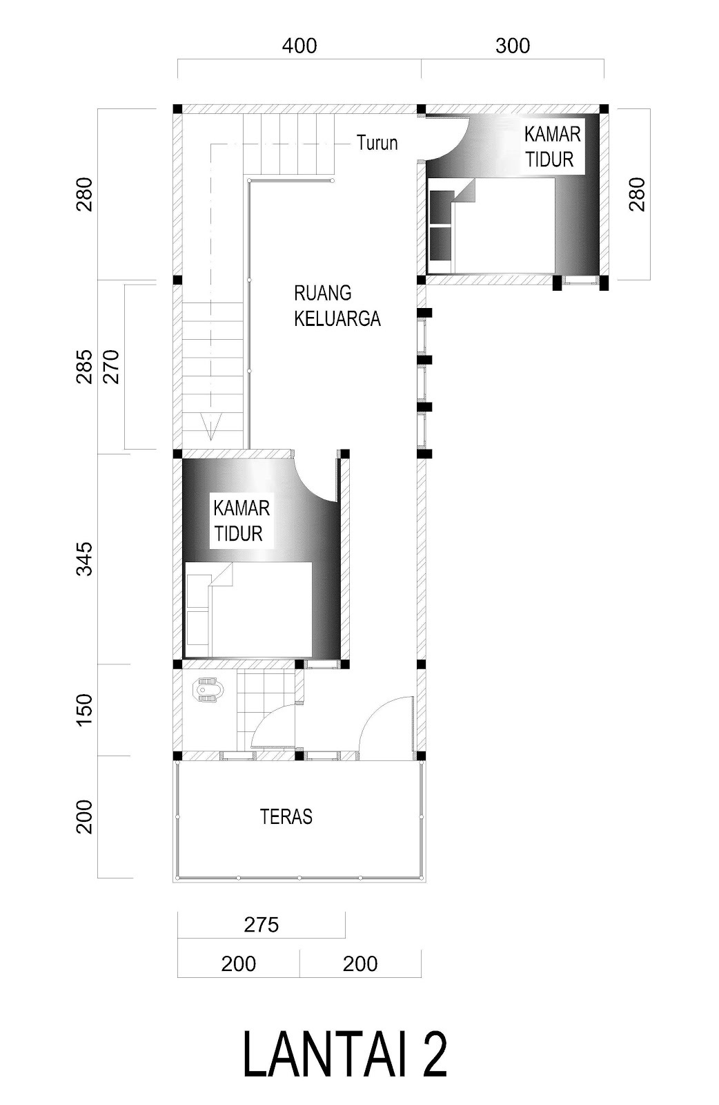 Contoh Gambar Denah Rumah 2 Lantai Ukuran 7 X 10 Meter Asdar Id