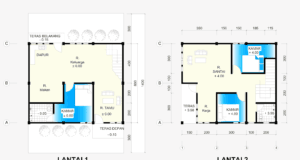 denah rumah 2 lantai