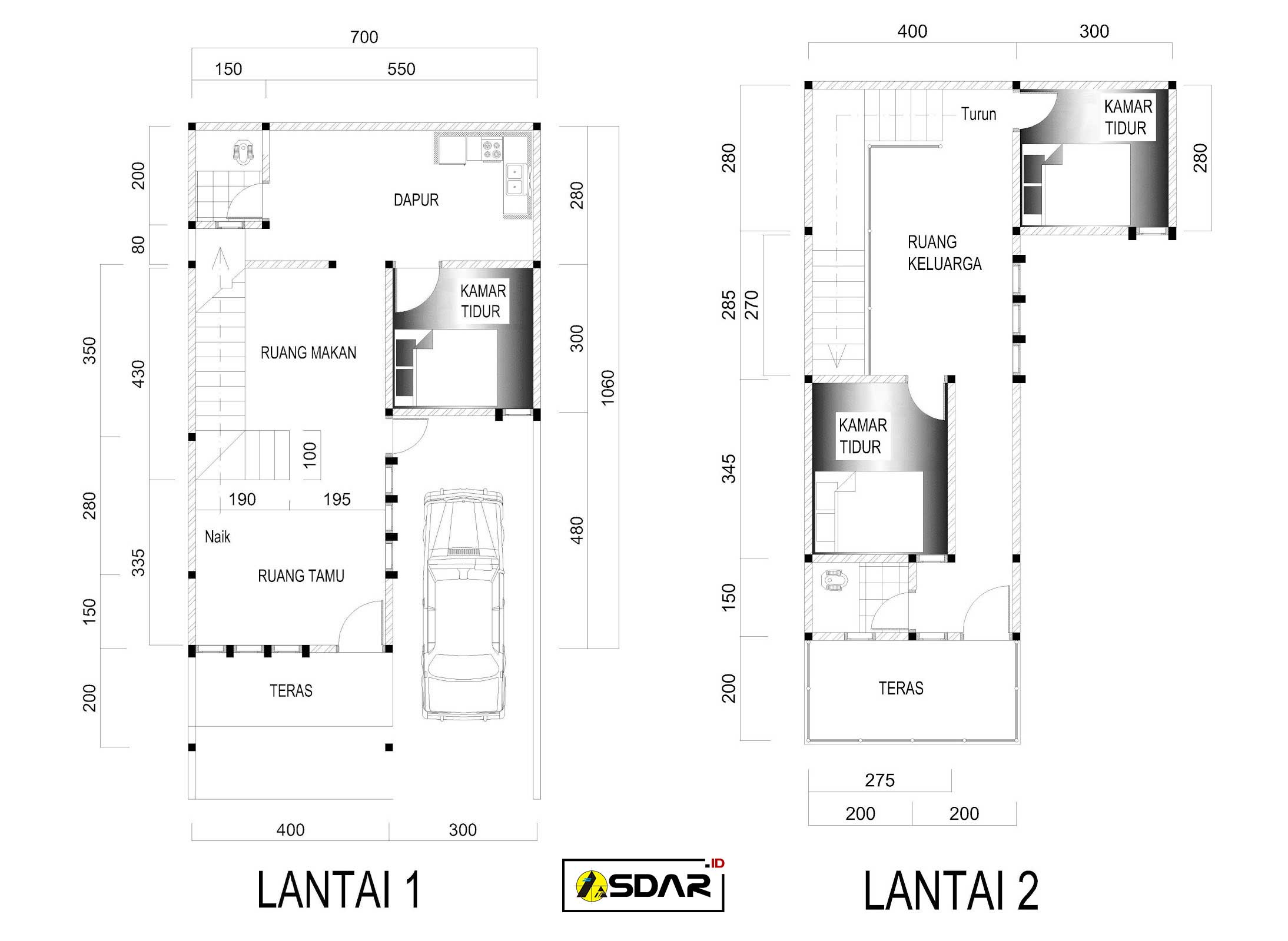 Contoh Gambar Denah Rumah 2 Lantai Ukuran 7 X 10 Meter Asdar Id