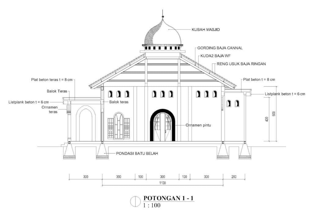 potongan 2 masjid 11x11m