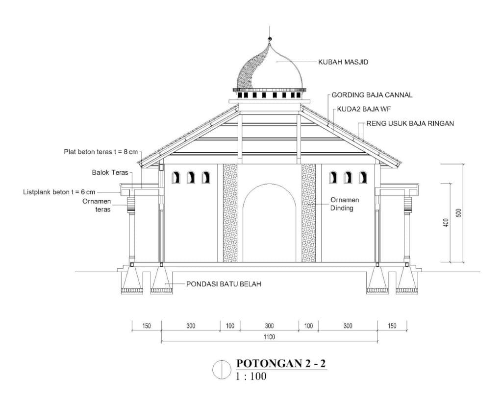 potongan 2 masjid 11x11m