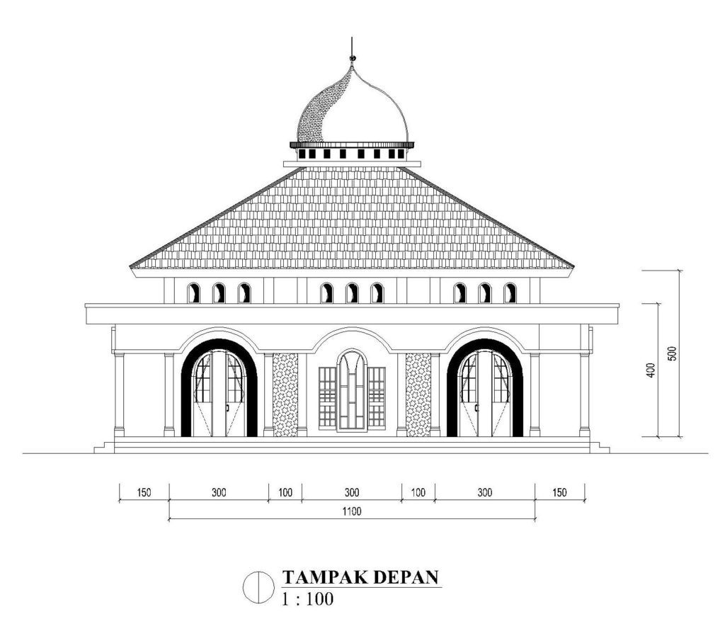 Referensi Gambar  Masjid  Ukuran 11m x 11m Teras Depan 3m 