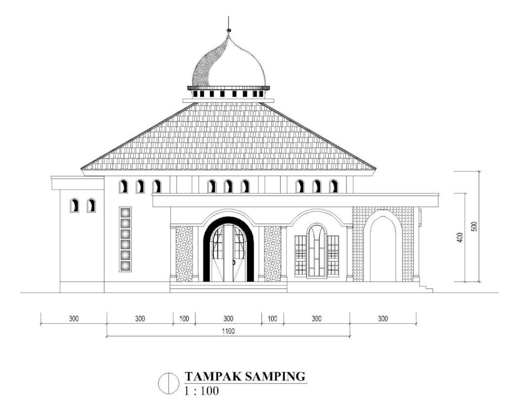 tampak samping masjid 11x11m
