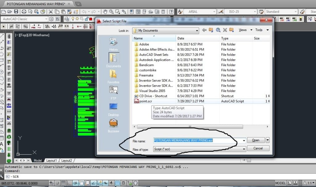 perintah script pada autocad