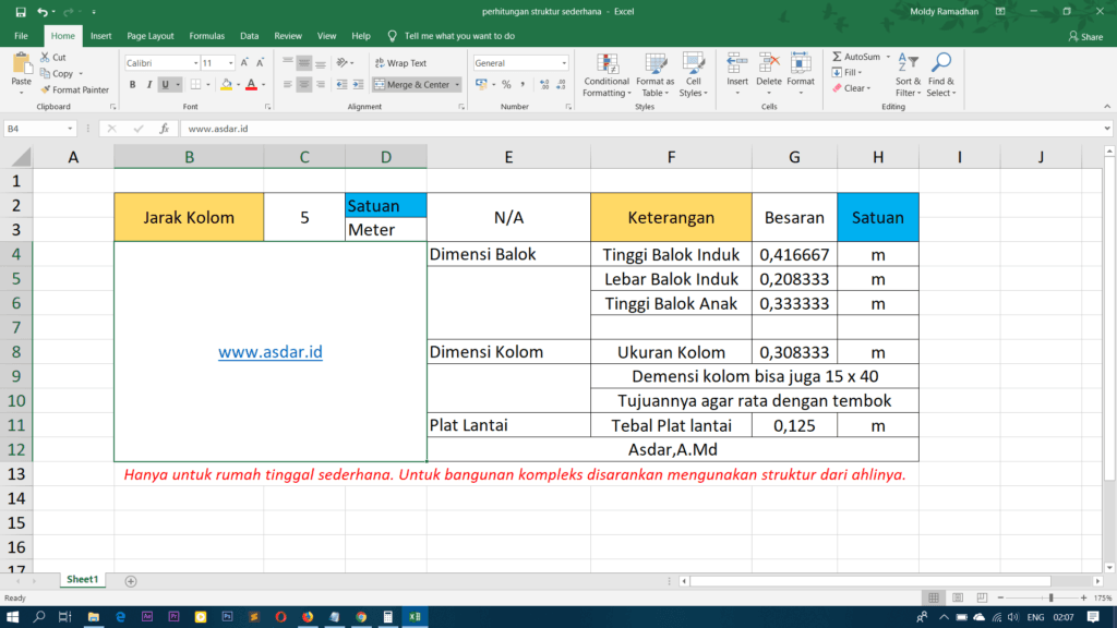 excel struktur