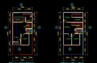 gambar rumah tinggal 6x7m file dwg