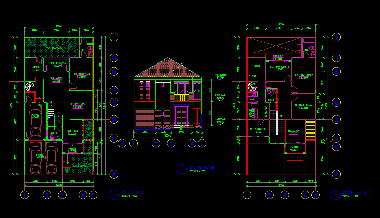 Download Gambar Rumah Tinggal 10x12m Format DWG File AutoCAD