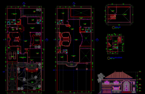 Download Gambar Rumah Tinggal 20x48m Format DWG (File AutoCAD) rumah tinggal 20x48M