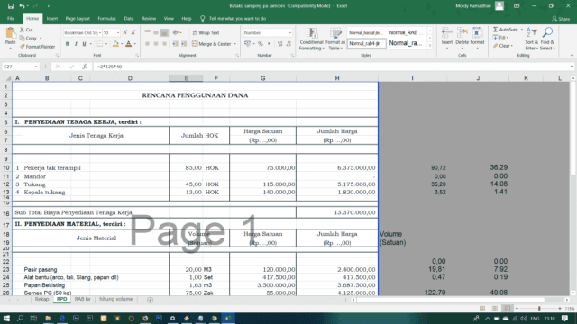 contoh rab jalan lingkungan paving blok batako contoh rab jalan lingkungan paving blok batako
