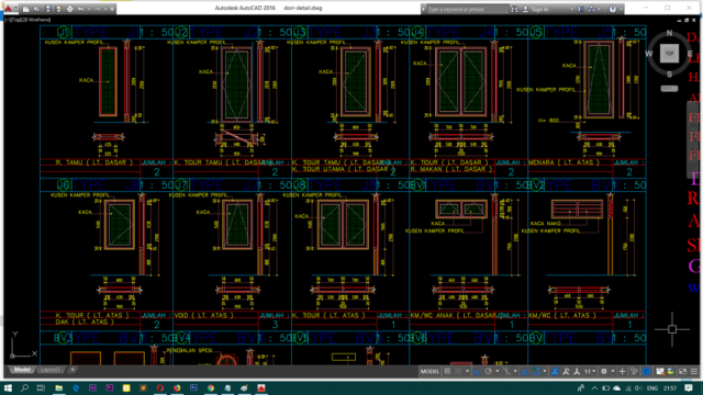 Referensi Gambar Detail Pintu Format DWG File AutoCAD 