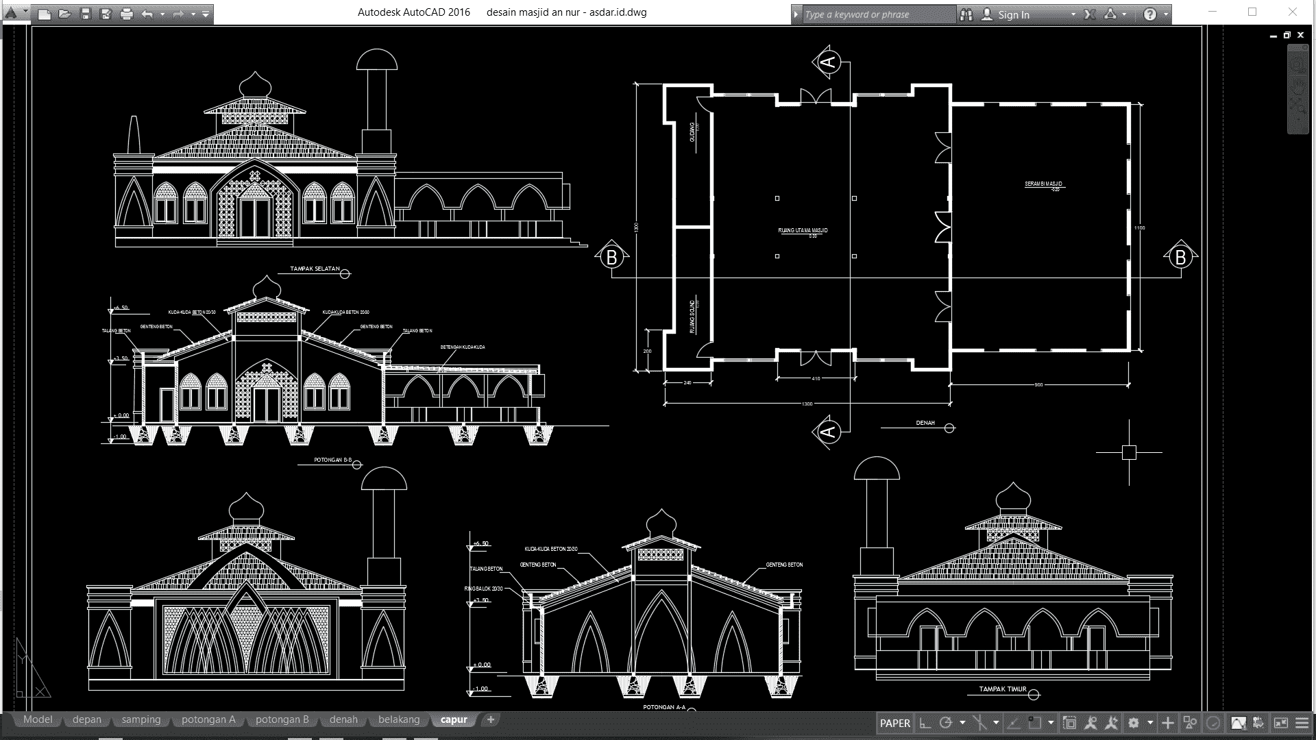  Desain Masjid Lengkap Format Dwg  Rumah Joglo Limasan Work