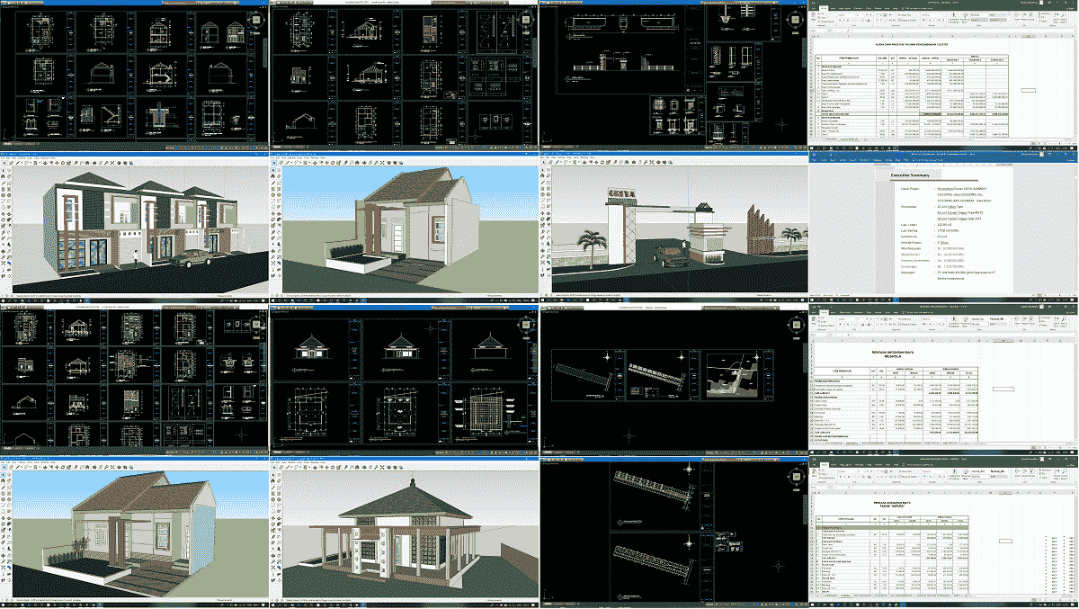 Download Gambar Perumahan Sederhana Autocad Sketchup Lengkap Dengan Rab