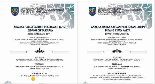 ahsp 2019 kabupaten tegal