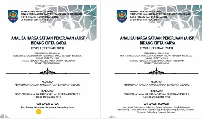 ahsp 2019 kabupaten tegal