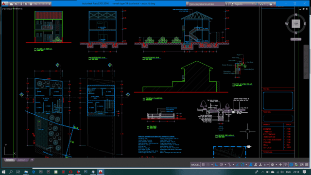 denah rumah 2 lantai type 54