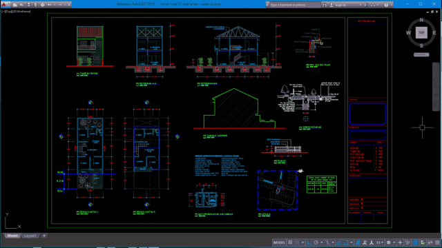  Denah  Rumah  2 Lantai Type 57 Format  DWG  AutoCAD Asdar Id