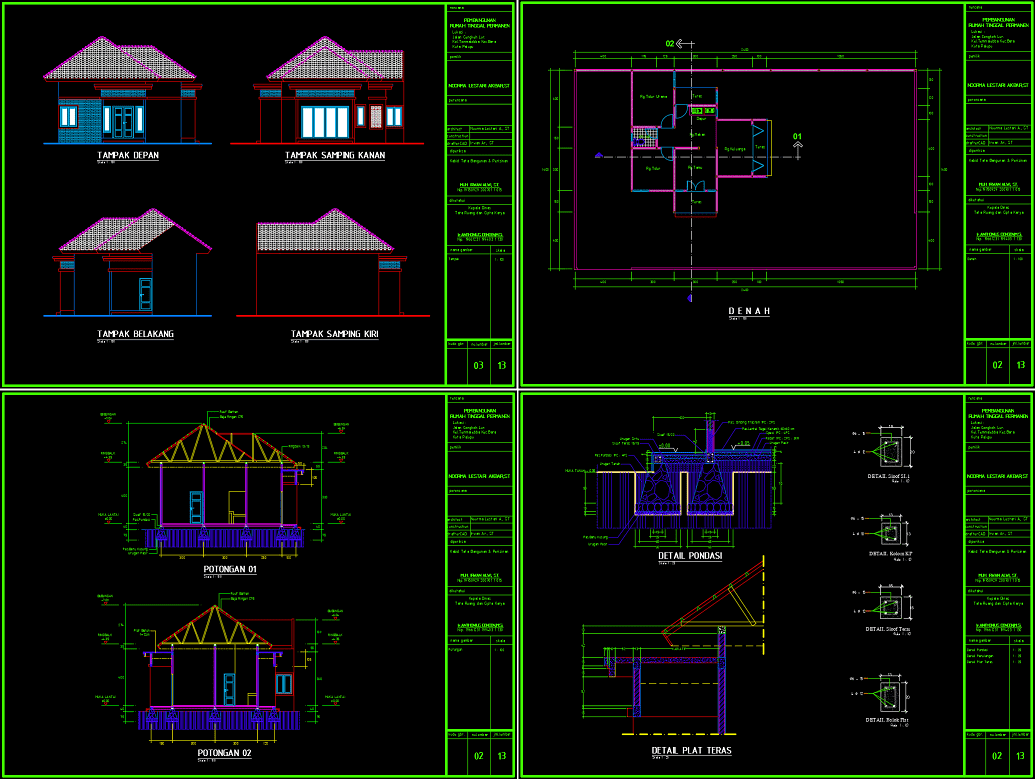 Rumah Minimalis 3 Kamar Tidur Dwg Autocad Lengkap Dengan Rab