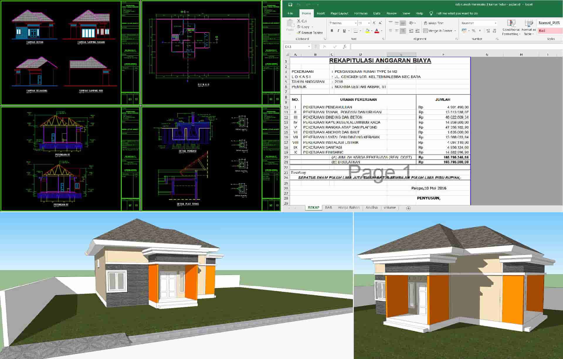  Rumah  Minimalis  3 Kamar  Tidur DWG AutoCAD Lengkap dengan RAB  Asdar Id