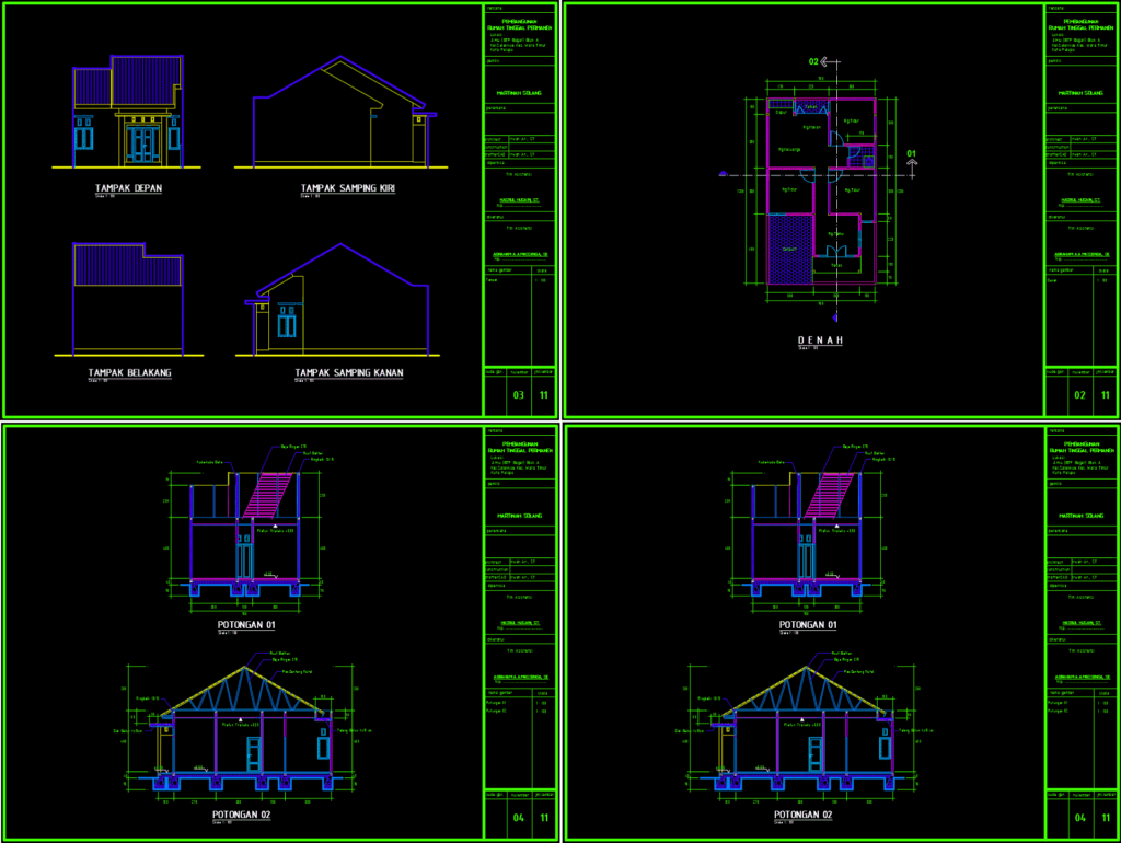 Gambar Rumah Sederhana 3 Kamar Tidur DWG AutoCAD Asdar Id