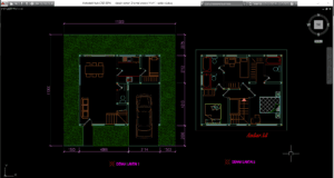 denah rumah 2 lantai ukuran 11x11