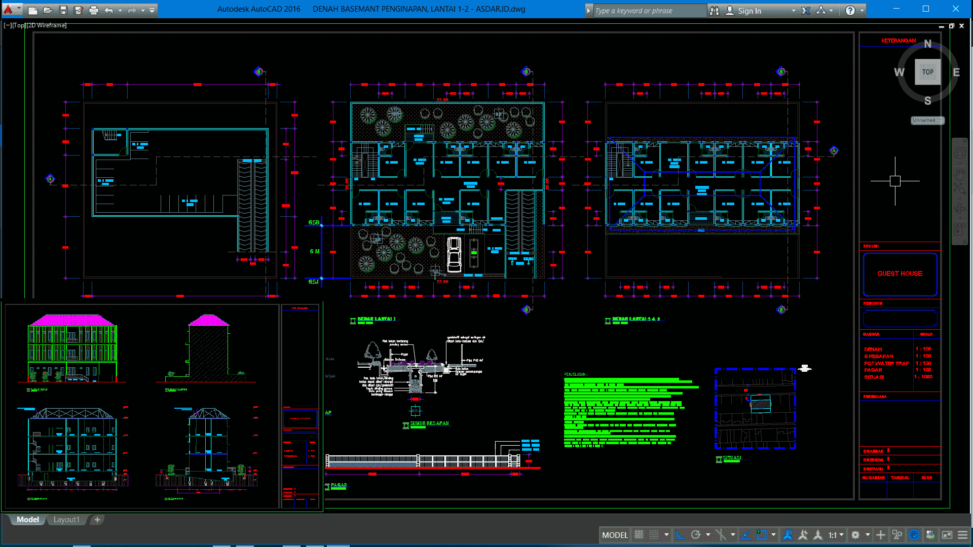 Download Gambar Desain Penginapan Sederhana Format DWG AutoCAD Asdar Id