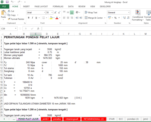 perhitungan pondasi plat lajur