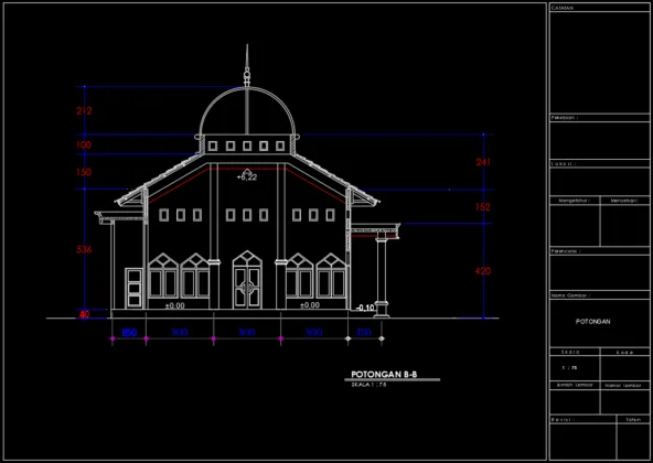potongan b-b masjid persegi