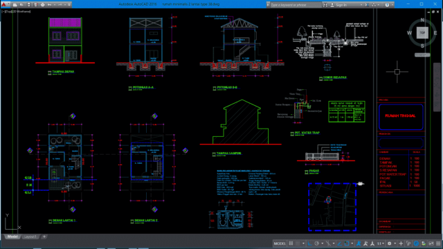  Download  Desain  Rumah  Minimalis 2  lantai  Type 38 DWG 