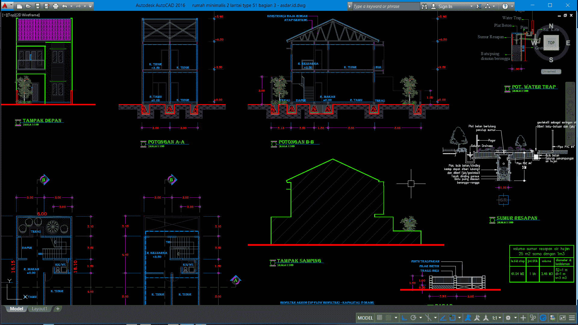 Desain Rumah  Minimalis 2  Lantai  Autocad  IMPPIYANNA