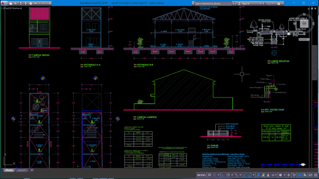  Download  Desain  Rumah  Minimalis  2 lantai Type 67 DWG AutoCAD  Asdar Id