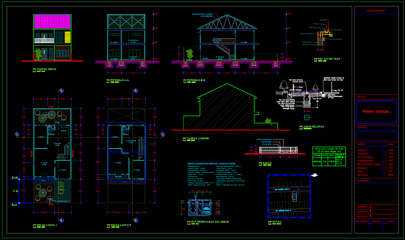 Gambar Kerja Rumah  2  Lantai  Lengkap  Dwg  Info Terkait Gambar