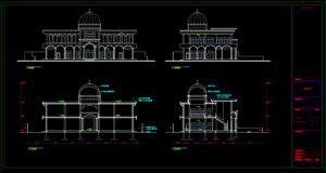 tampak dan potongan masjid 2 lantai