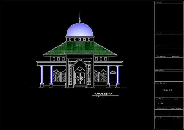 tampak depan masjid persegi