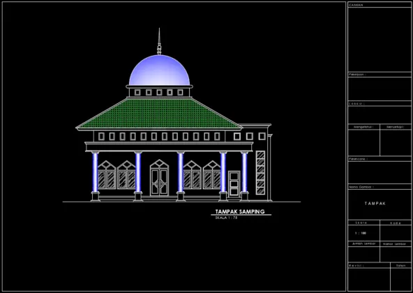 tampak samping masjid persegi
