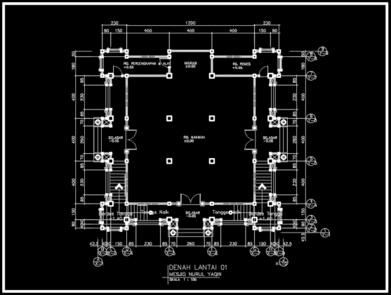 denah lantai 01 masjid