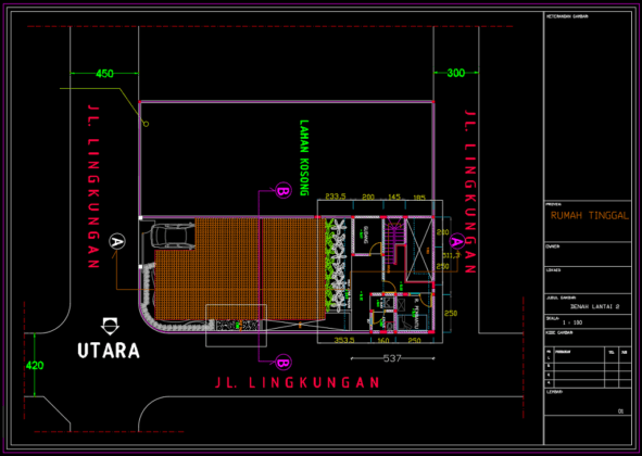 denah lt 2 arsitektural rumah 2 lantai